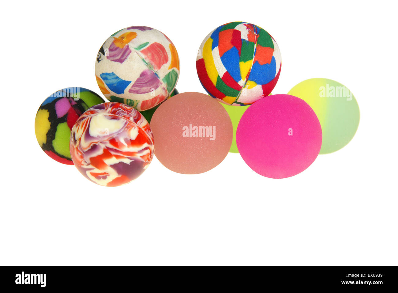 Colorful rubber balls isolated on white (with clipping path Stock Photo