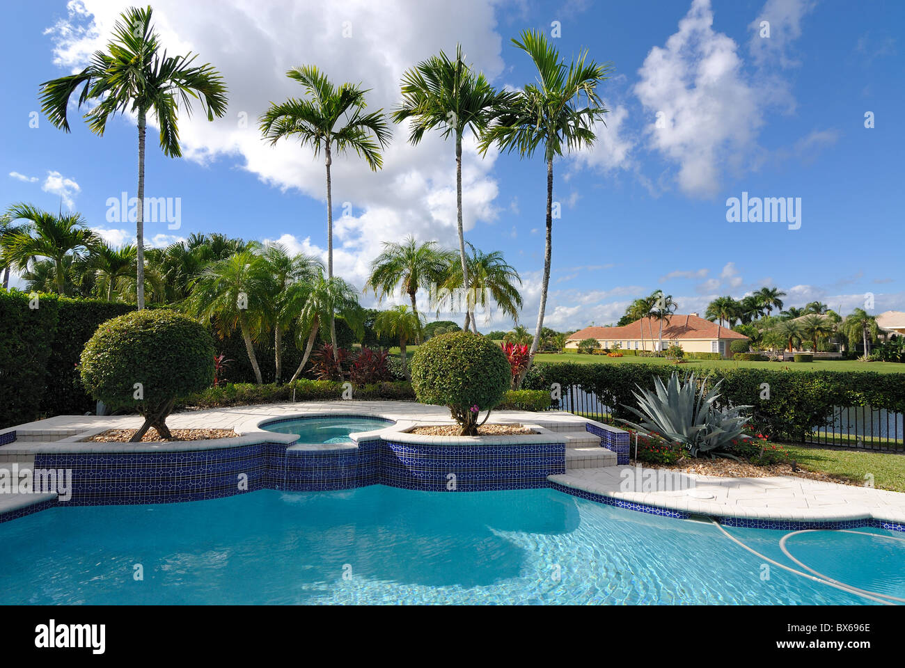 Pool In Neighborhood A luxury pool in a neighborhood in Florida Stock Photo - Alamy