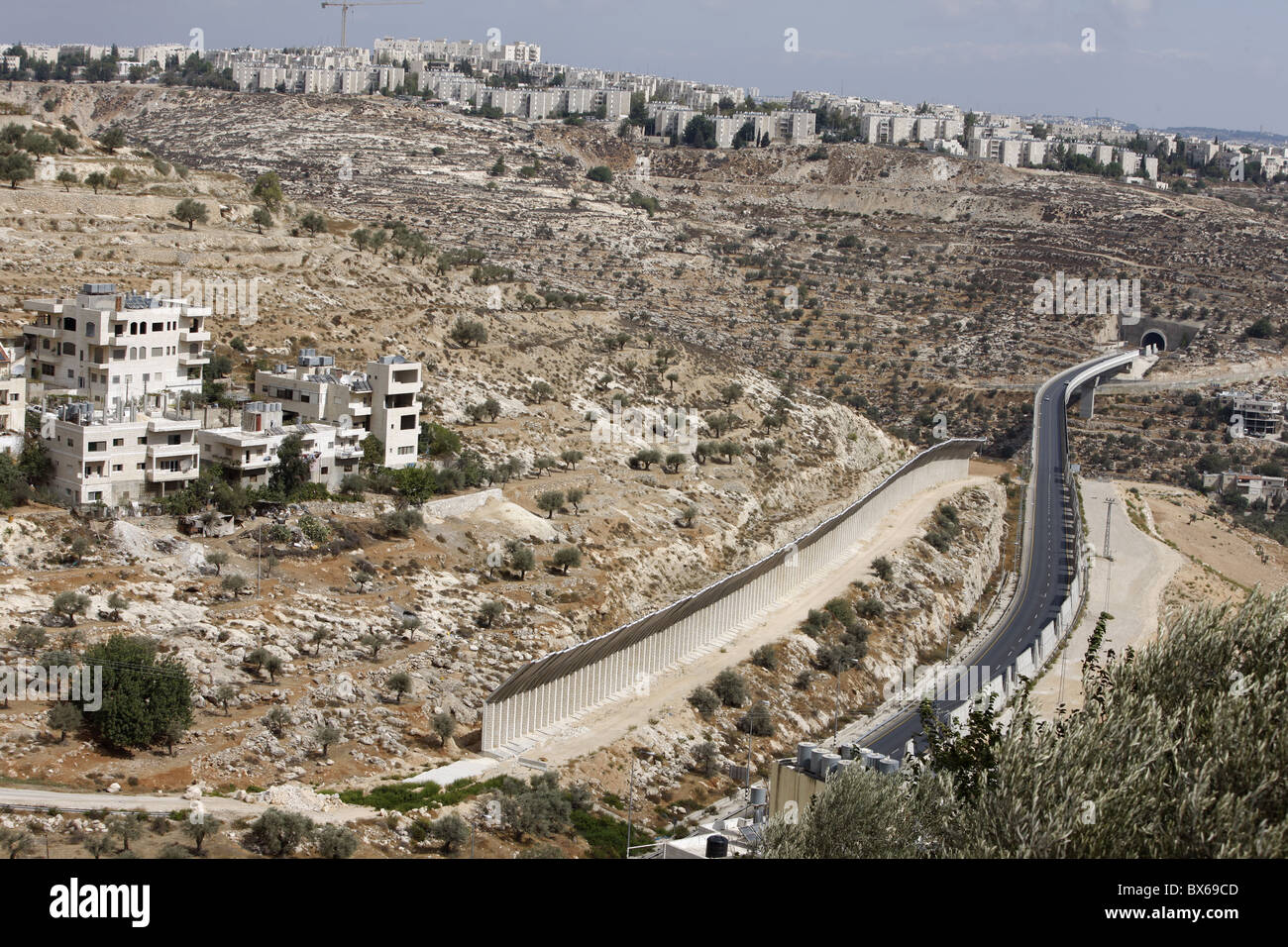 Israeli road in the West Bank, Beit Jala, Palestinian Authority, Israel, Middle East Stock Photo