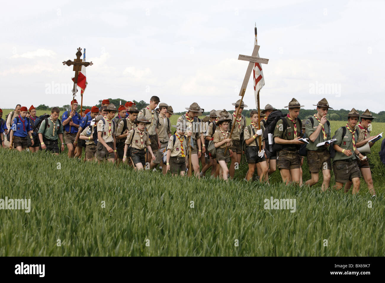 Traditionalist Catholic pilgrimage, Eure-et-Loir, France, Europe Stock Photo