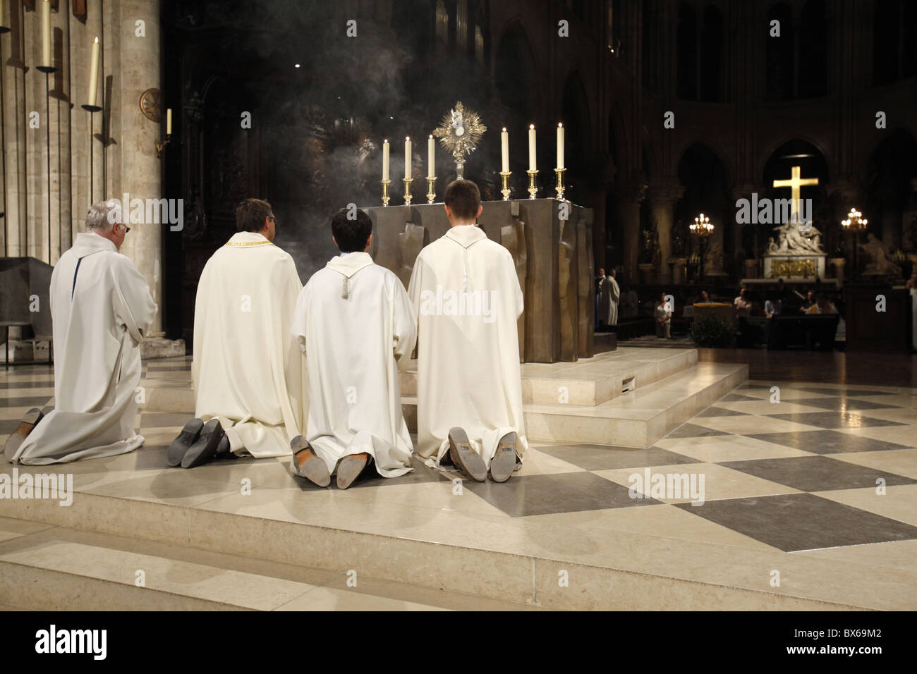 Holy sacrament adoration in Notre Dame de Paris cathedral, Paris, France, Europe Stock Photo