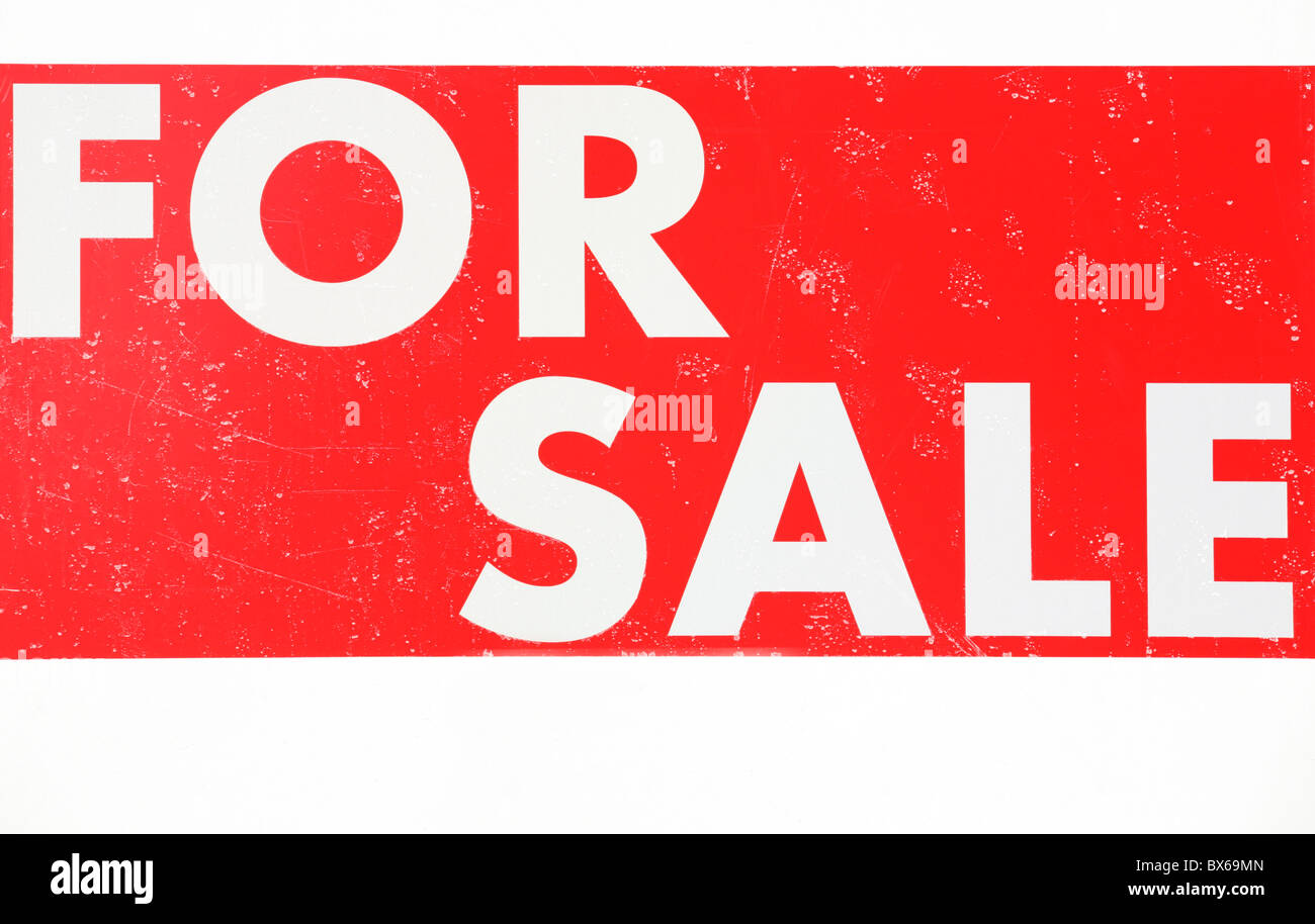 Red and White For Sale Sign Stock Photo - Alamy