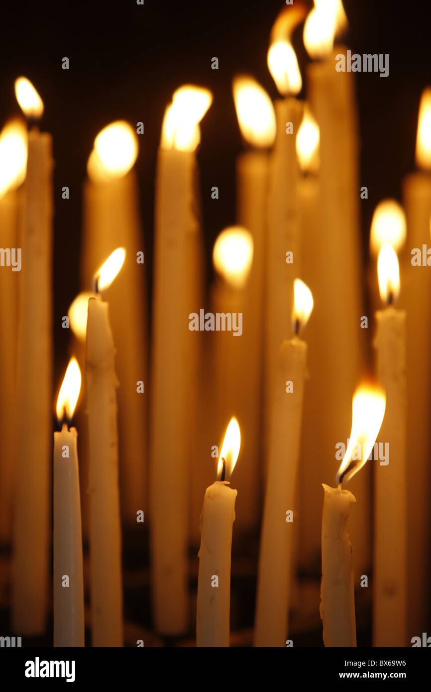 Church candles, Lyon, Rhone Alpes, France, Europe Stock Photo
