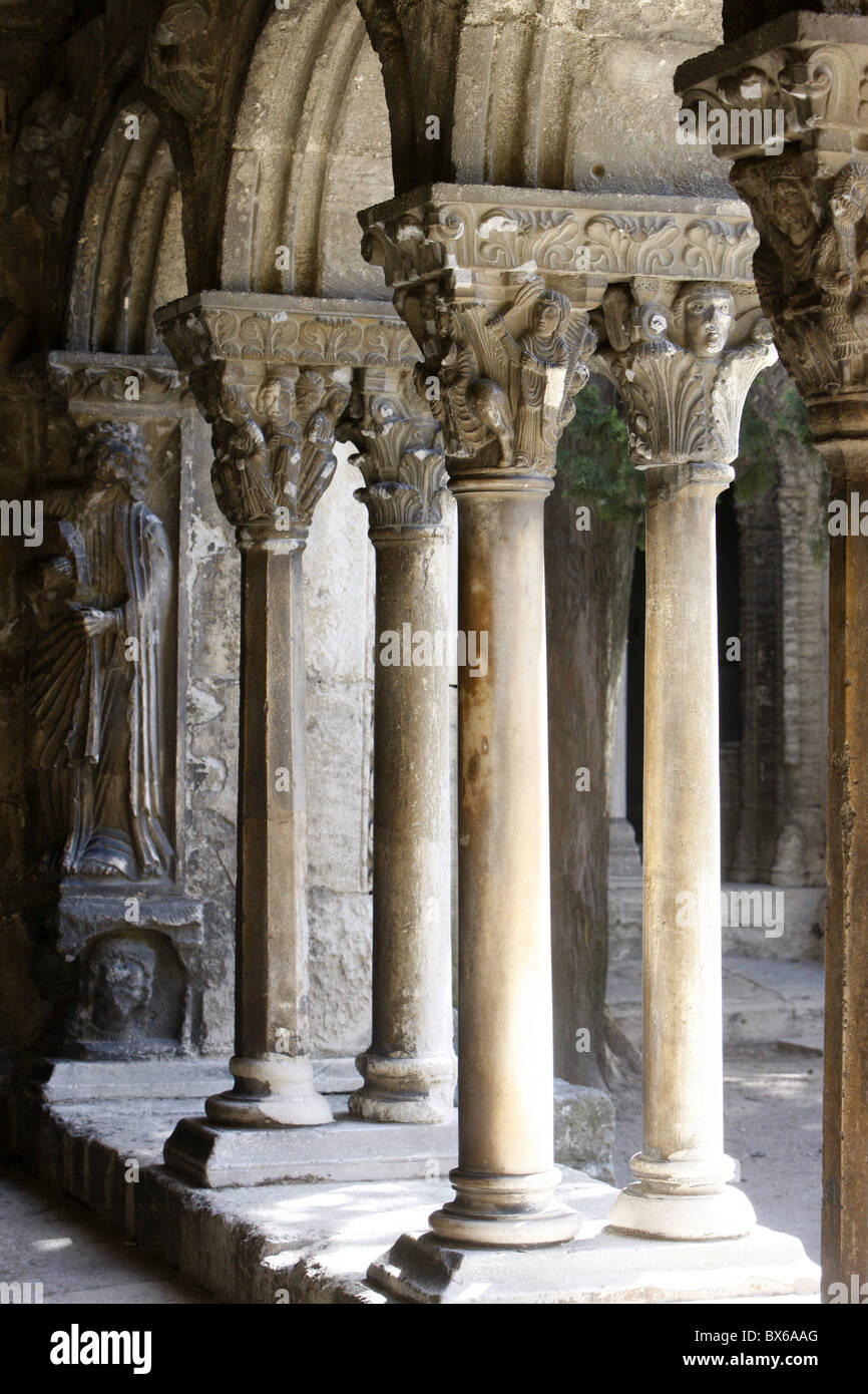 Saint-Trophime church cloister, Arles, Bouches du Rhone, France, Europe Stock Photo