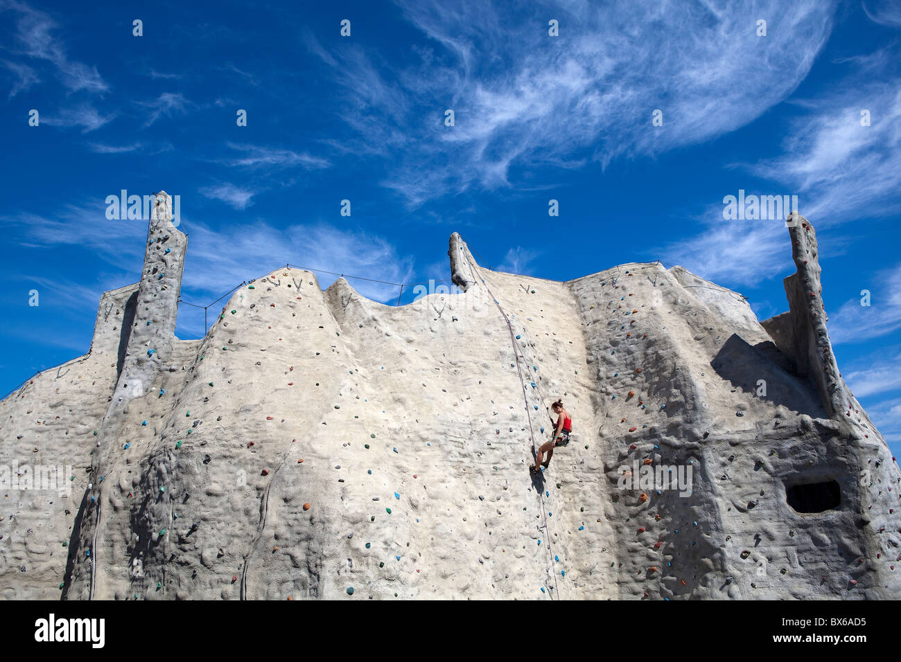 Climbing wall in Areal Gutovka, an open air sport centre in Prague