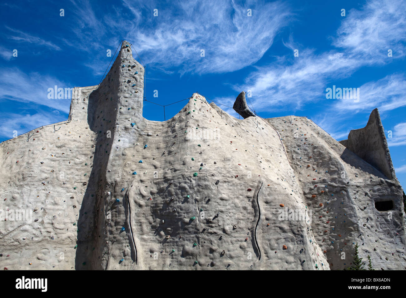 Climbing wall in Areal Gutovka, an open air sport centre in Prague