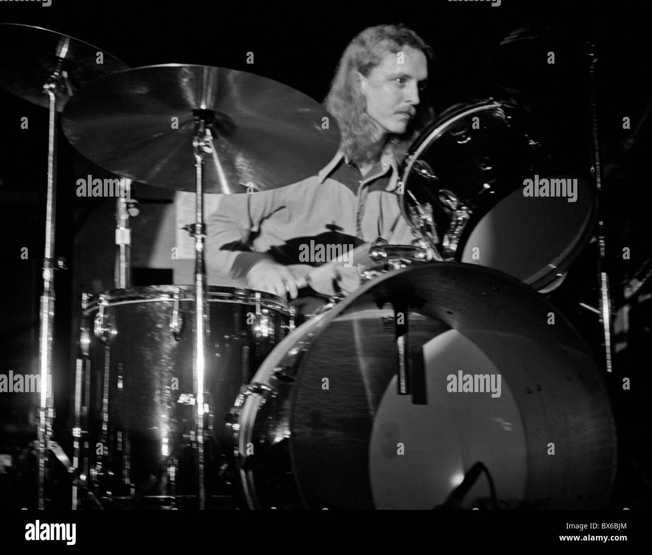 The Allman Brothers Band playing at Jubilee, May Day, 1971, University of North Carolina-Chapel Hill, Butch Trucks Stock Photo