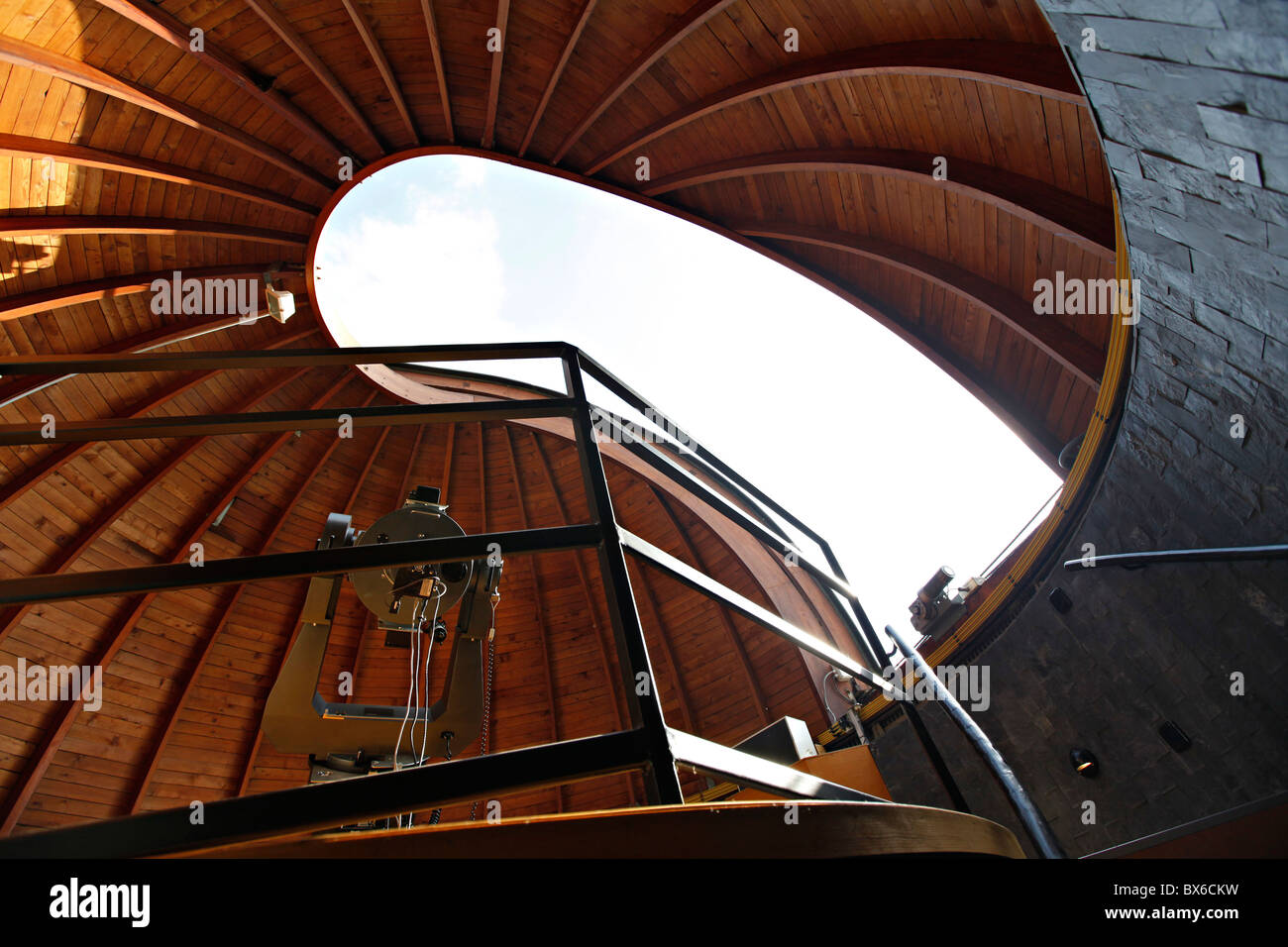 Prague, Petrin, Stefanik observatory, wooden ceiling with bent rafters.  (CTK Photo/Josef Horazny) Stock Photo