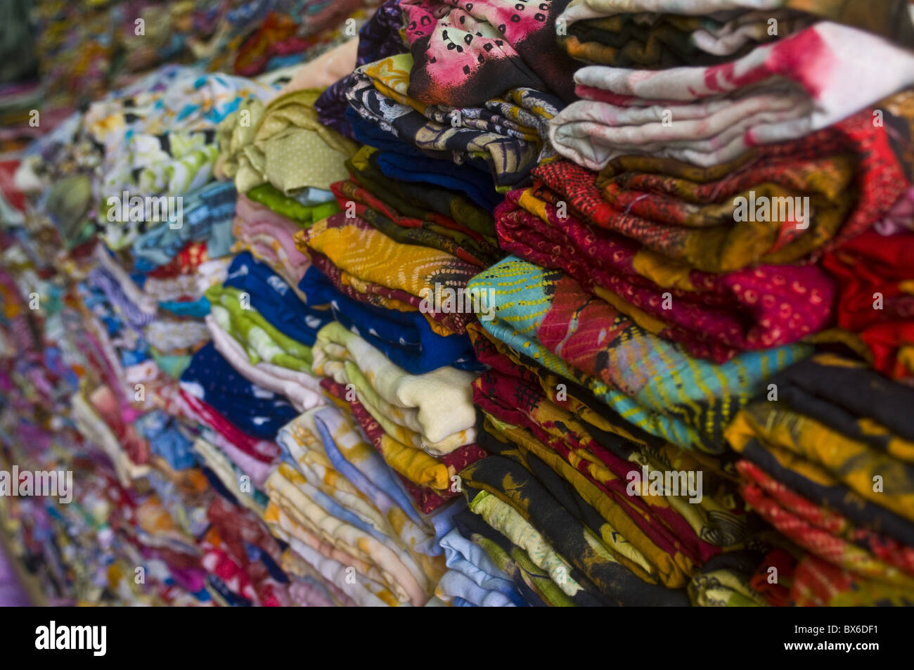 Colourful clothes for sale, Nouakchott, Mauritania, Africa Stock Photo