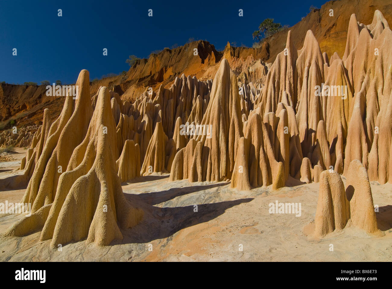 Red Tsingys, strange looking sandstone formations, near Diego Suarez (Antsiranana), Madagascar, Africa Stock Photo