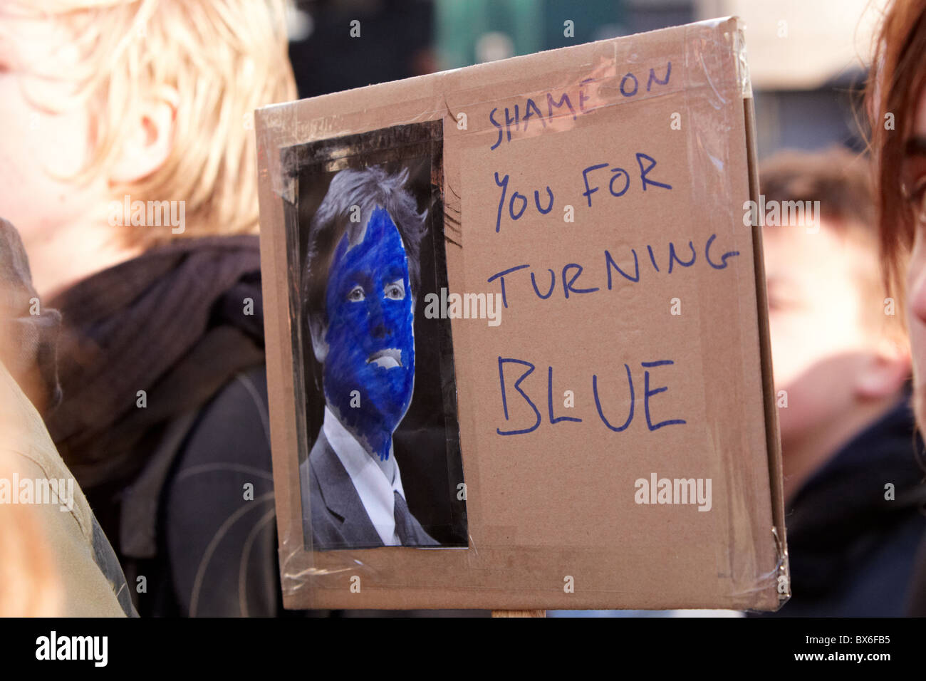 Placard carried during student protest against tuition fees Stock Photo ...