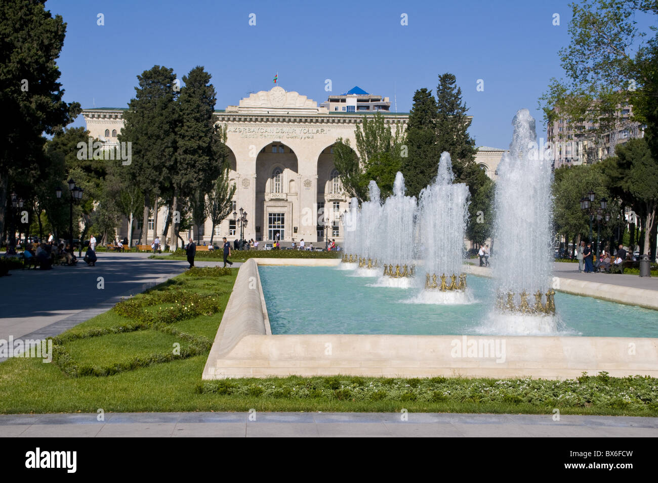 Water fountain in the center of Baku, Azerbaijan, Central Asia, Asia Stock Photo