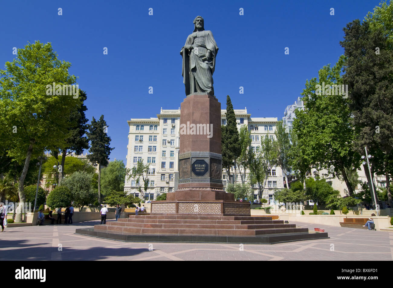 Statue of Nizami in the center of Baku, Azerbaijan, Central Asia, Asia Stock Photo