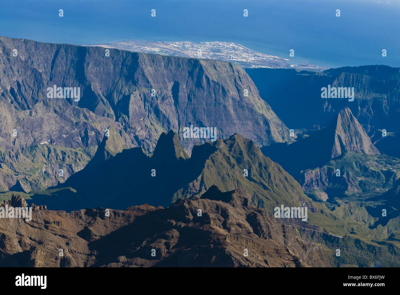 Aerial view of La Reunion, Indian Ocean, Africa Stock Photo