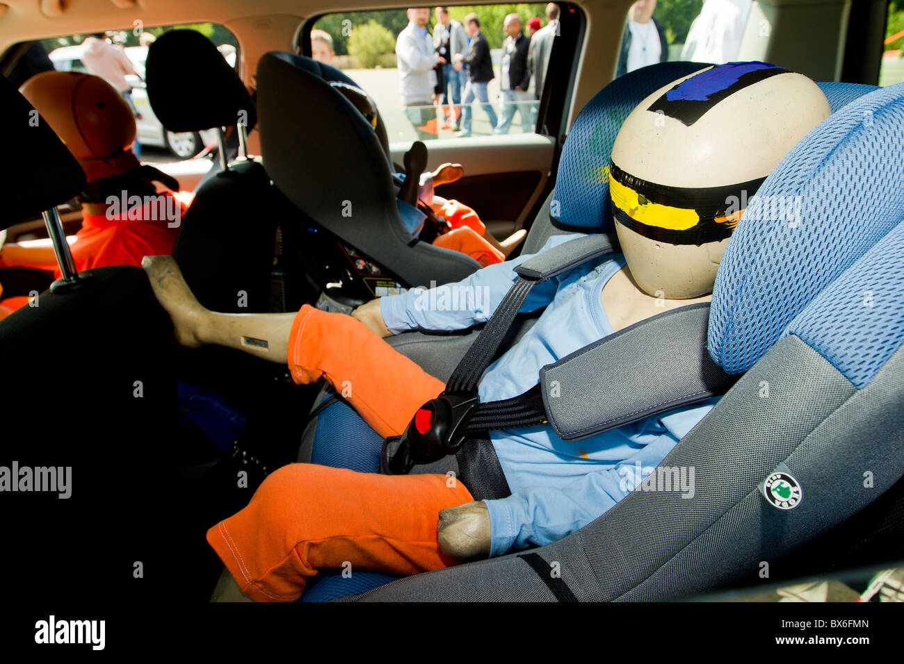 dummy, dummies, crash test, Skoda Superb, Yeti, traffic accident Stock Photo