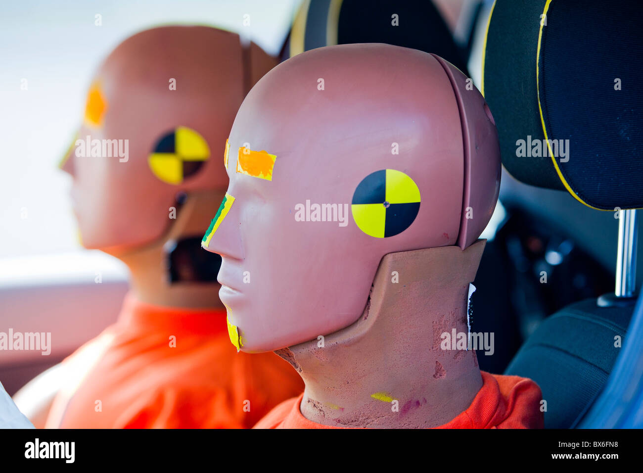 dummy, dummies, crash test, Skoda Superb, traffic accident Stock Photo