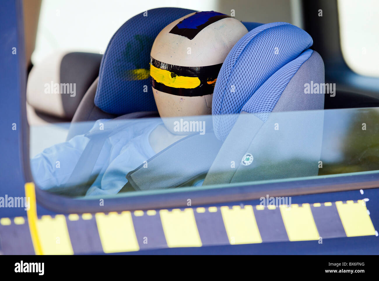 dummy, dummies, crash test, Skoda Superb, traffic accident Stock Photo