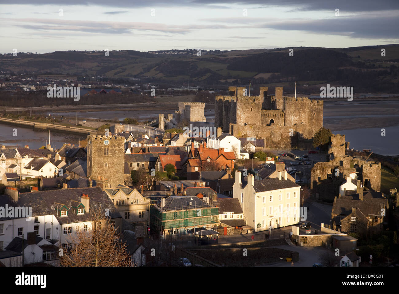 Conwy Castle, UNESCO World Heritage Site, Conwy, Clwyd, Wales, United Kingdom, Europe Stock Photo