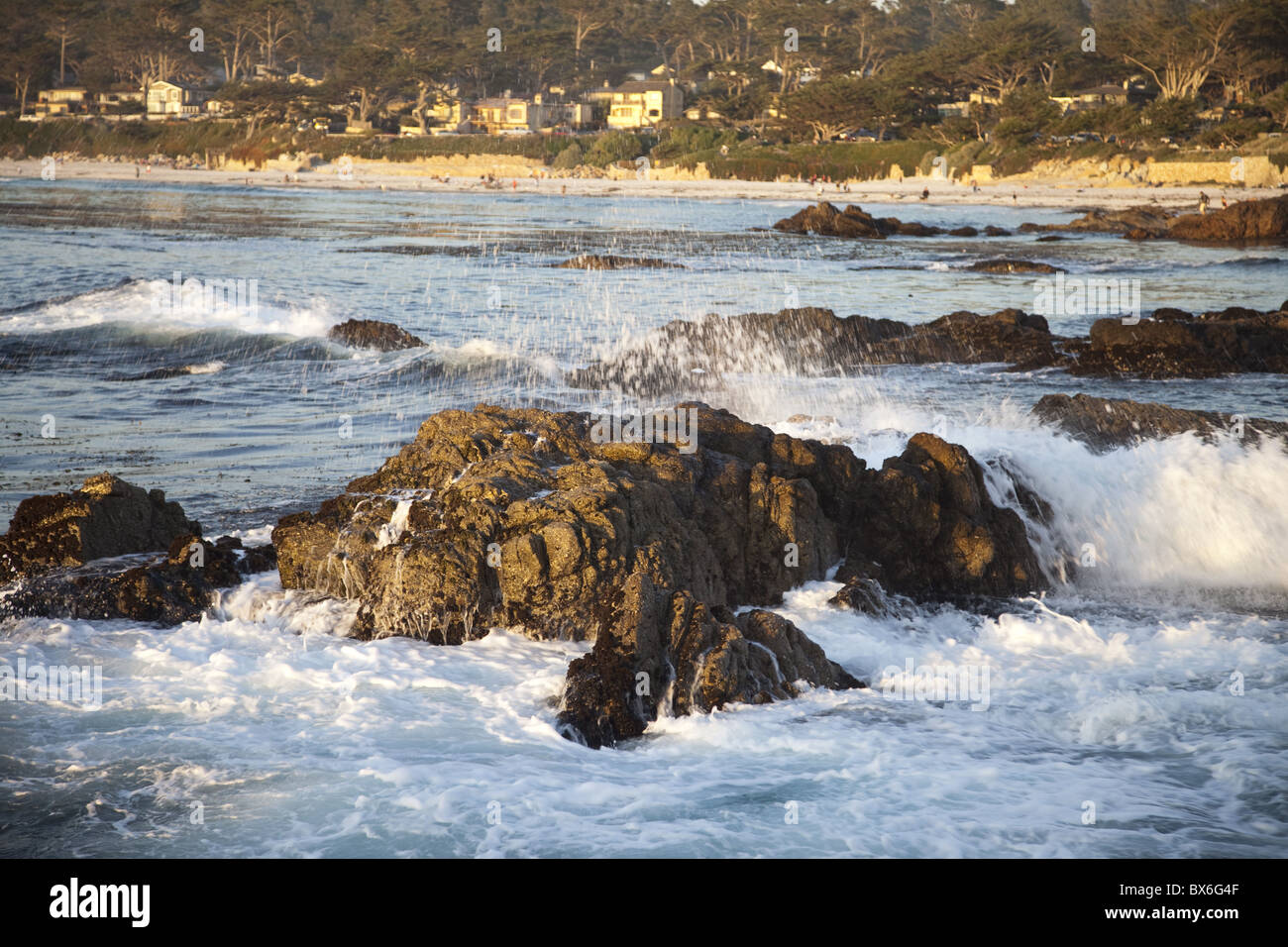 Rocky coast along Ocean Drive in Carmel, California, United States of America, North America Stock Photo