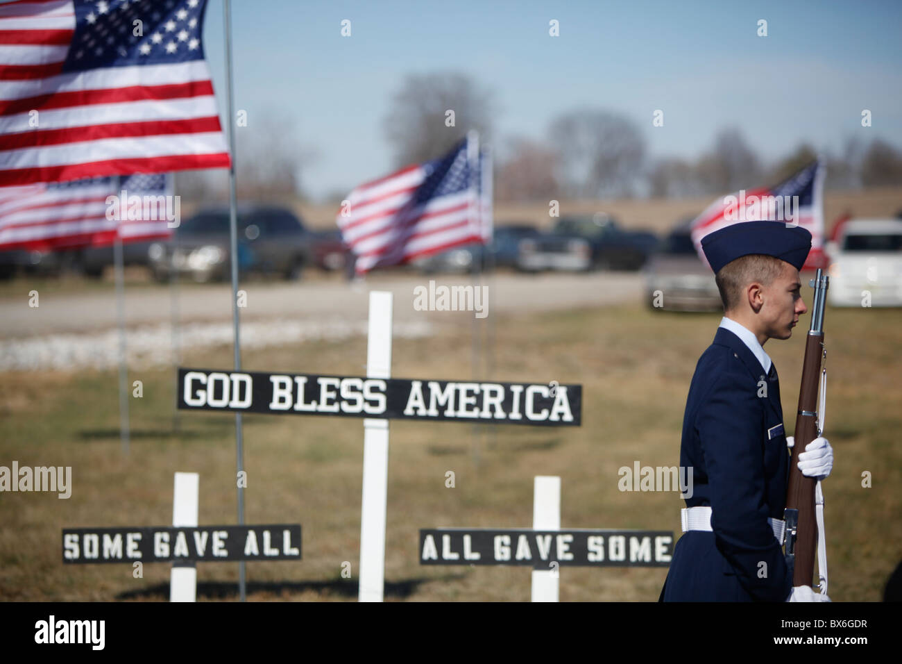 Members Of The Air Force Junior Rotc Honor Veterans Of All Wars During A Memorial Ceremony In Bloomington Indiana Stock Photo Alamy