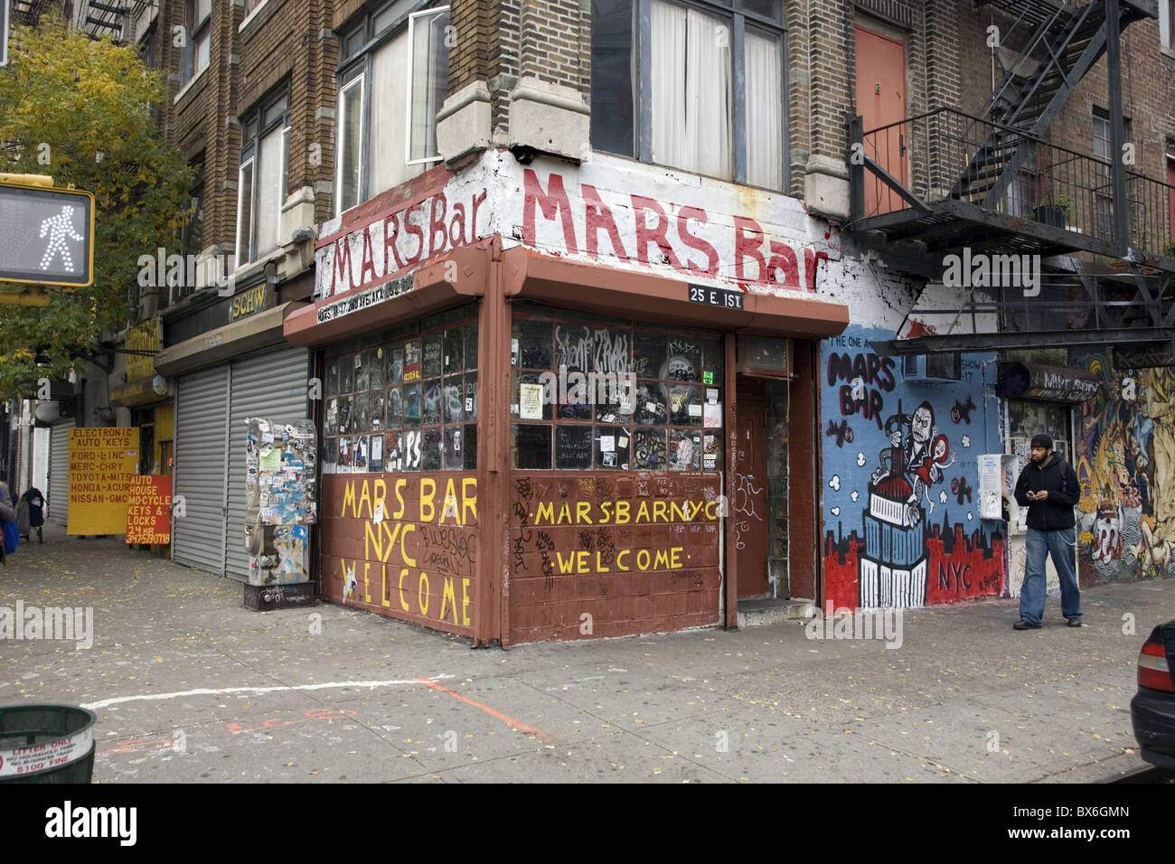 The landmark bar, the 'Mars Bar' at 2nd Ave. and 1st Street in the East Village in NYC. Stock Photo
