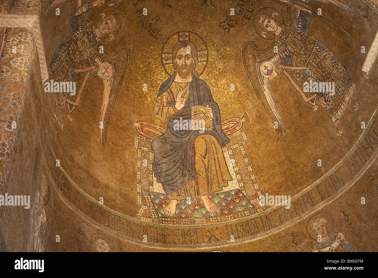 Byzantine mosaic of Jesus, Cathedral of Santa Maria Assunta, Torcello Island, Venice Lagoon, UNESCO World Heritage Site, Italy Stock Photo