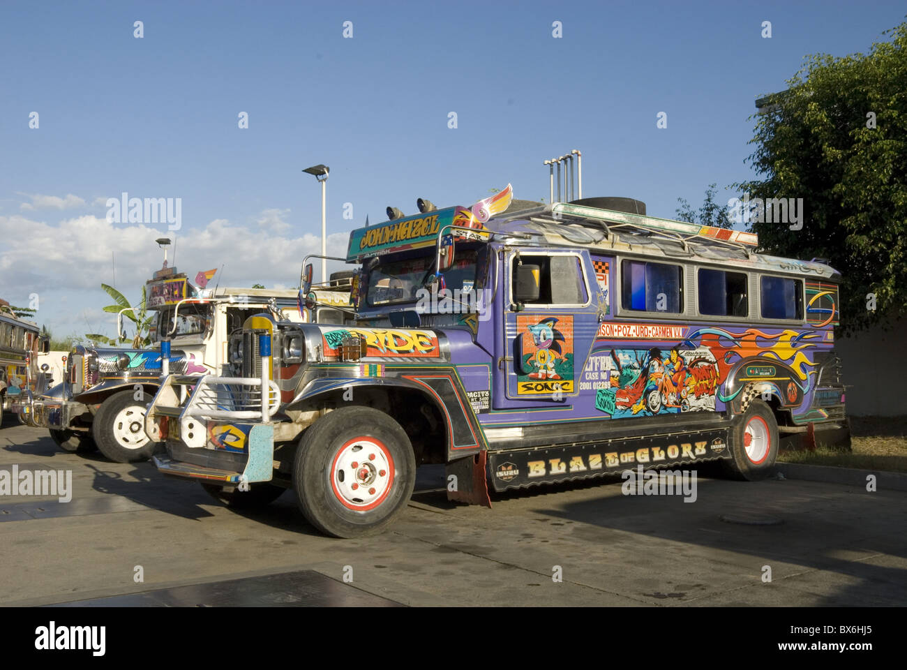 Typical painted jeepney (local bus), Urdaneta, northern Luzon, Philippines, Southeast Asia, Asia Stock Photo