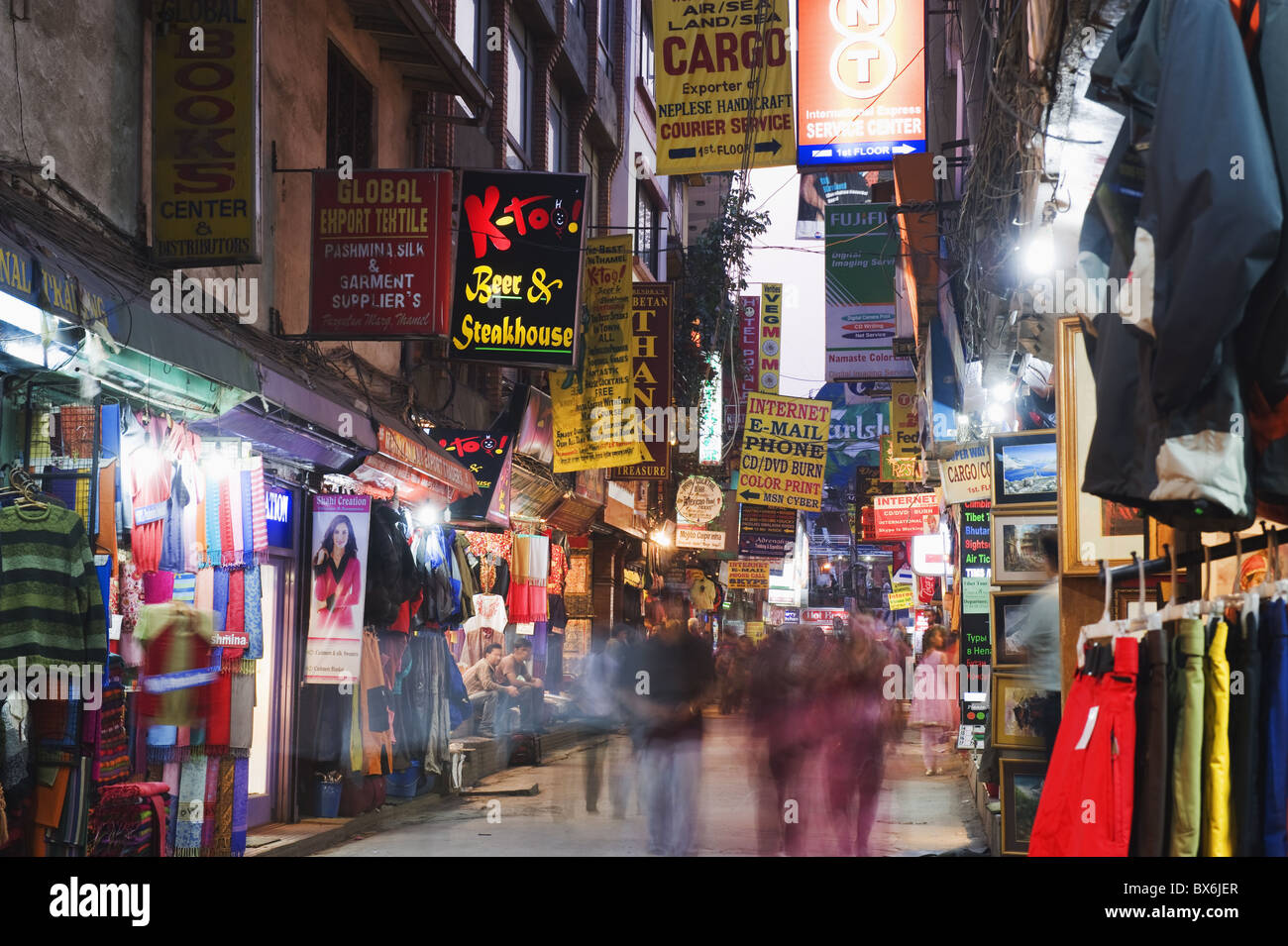 Neon lights of Thamel, Kathmandu, Nepal, Asia Stock Photo Alamy