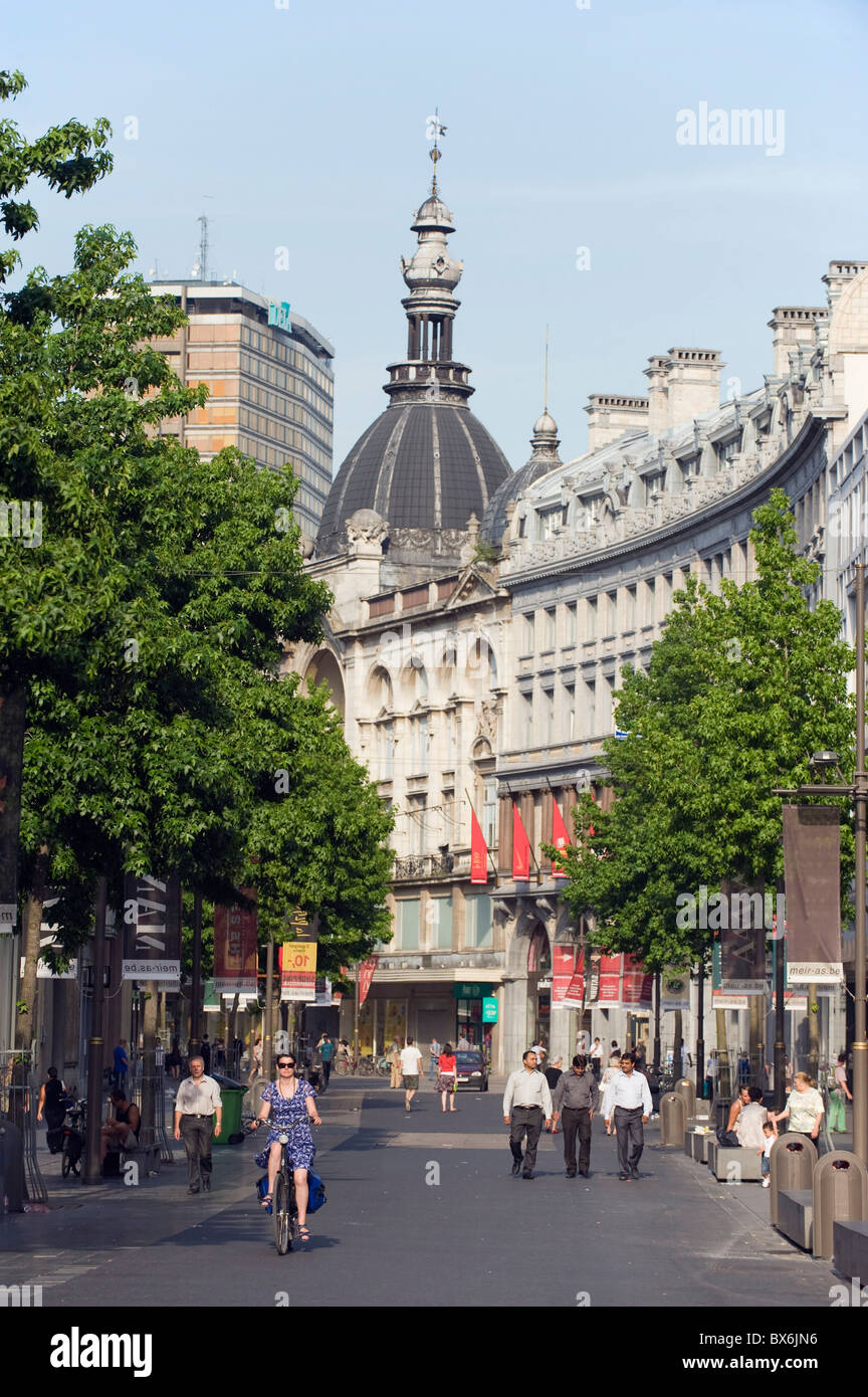 Meir pedestrian shopping area, Antwerp, Flanders, Belgium, Europe Stock Photo