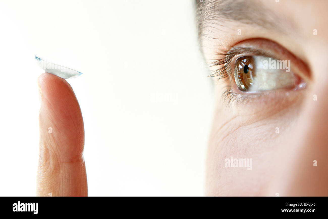 An eye and a contact lens. The contact lens were invented by Czech
