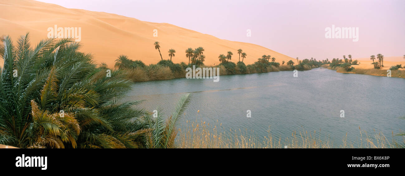 Lake, Erg Ubari, Sahara desert, Fezzan, Libya, North Africa, Africa Stock Photo