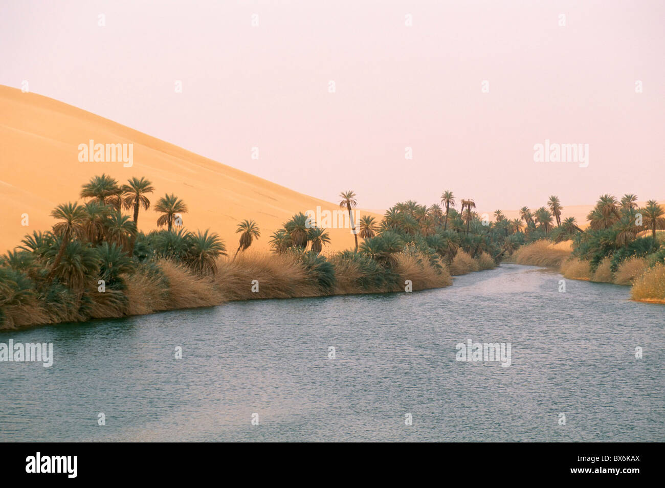 Lake, Erg Ubari, Sahara desert, Fezzan, Libya, North Africa, Africa Stock Photo