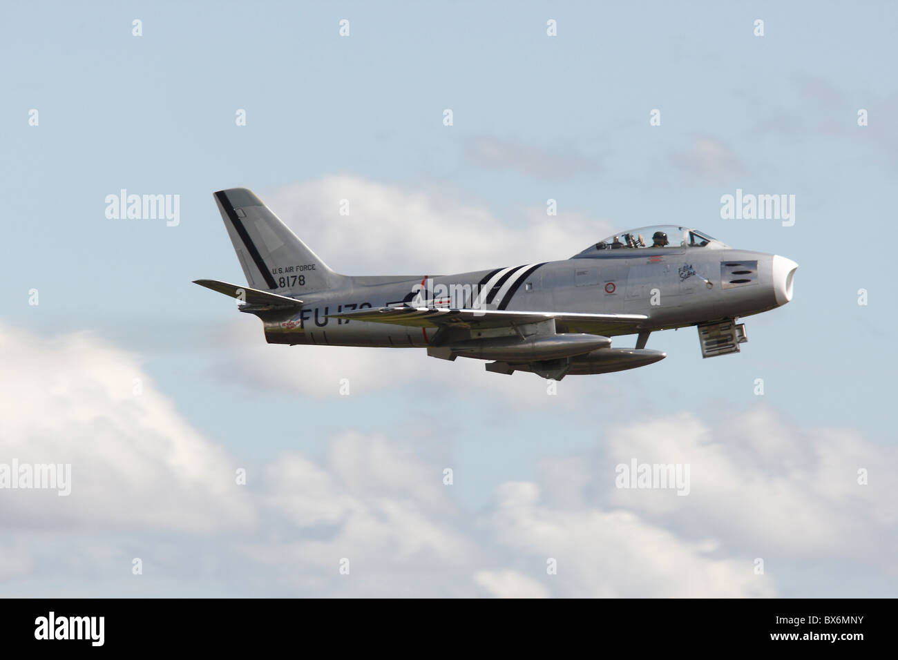 F86 Sabre in flight Stock Photo