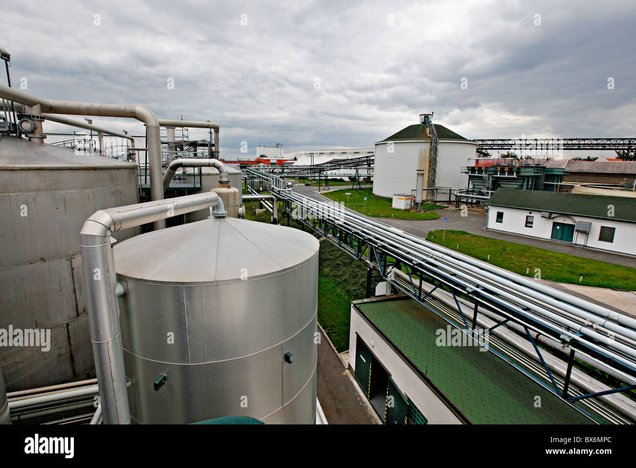 facility, biofuel, biopower, sugar beet, processing, factory, sugar rafinery, destillery Stock Photo