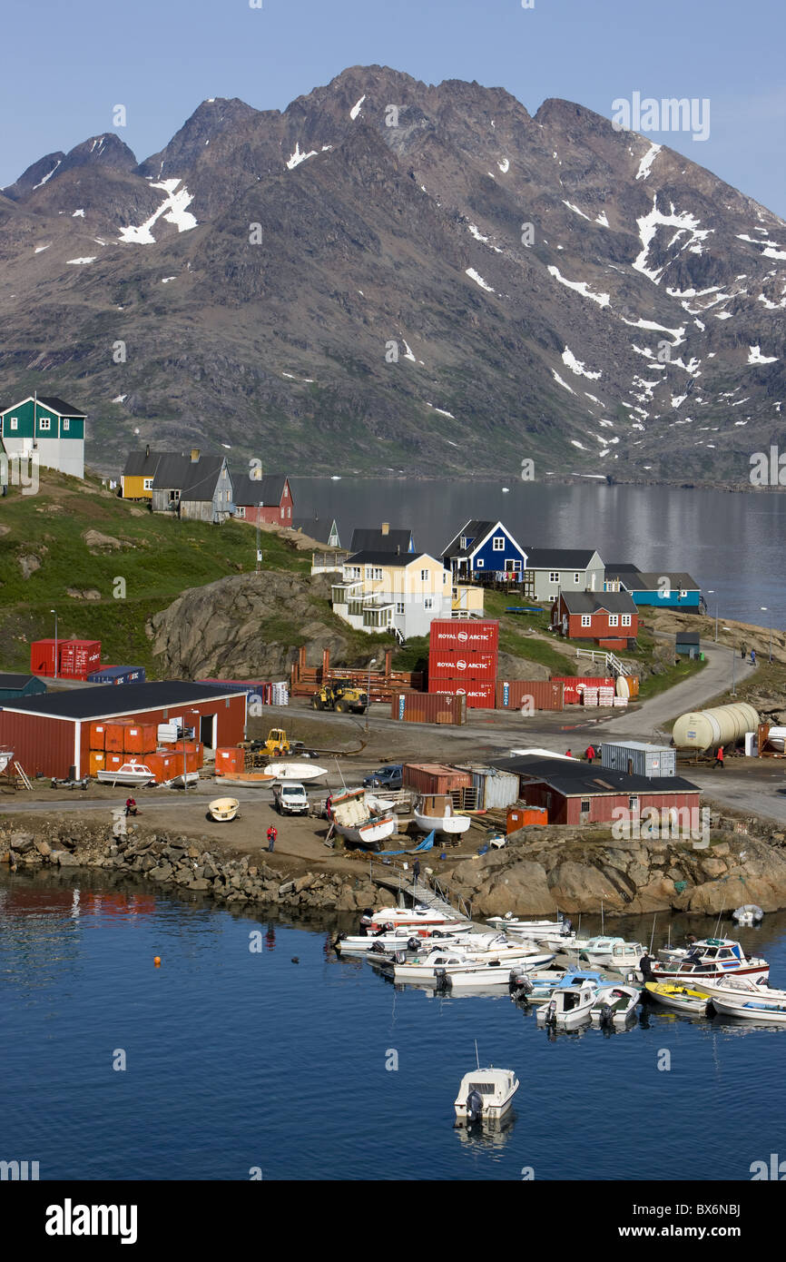 Harbour and village, Ammassalik, Greenland, Arctic, Polar Regions ...