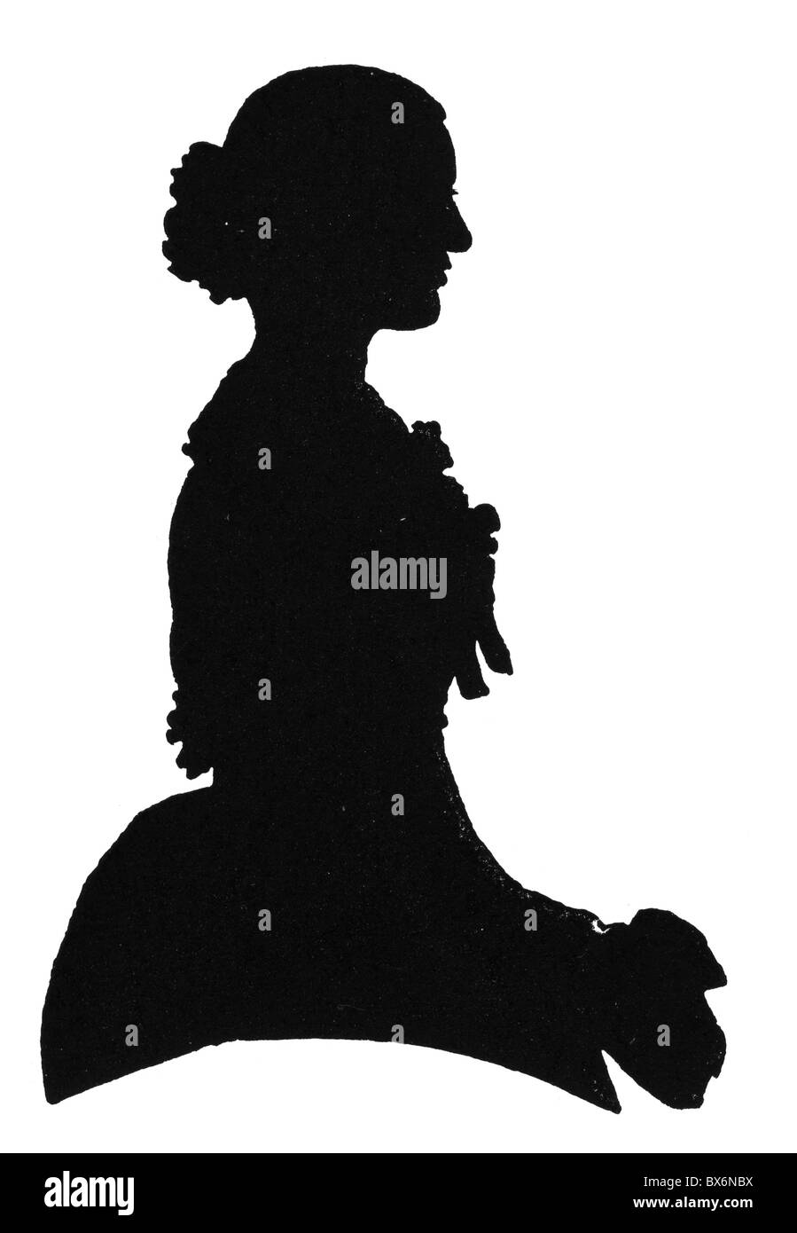 Bismarck, Johanna Frederike von, 11.4.1824 - 27.11.1894, Prussian noblewoman, half length, side-view, silhouette, 1847, Stock Photo
