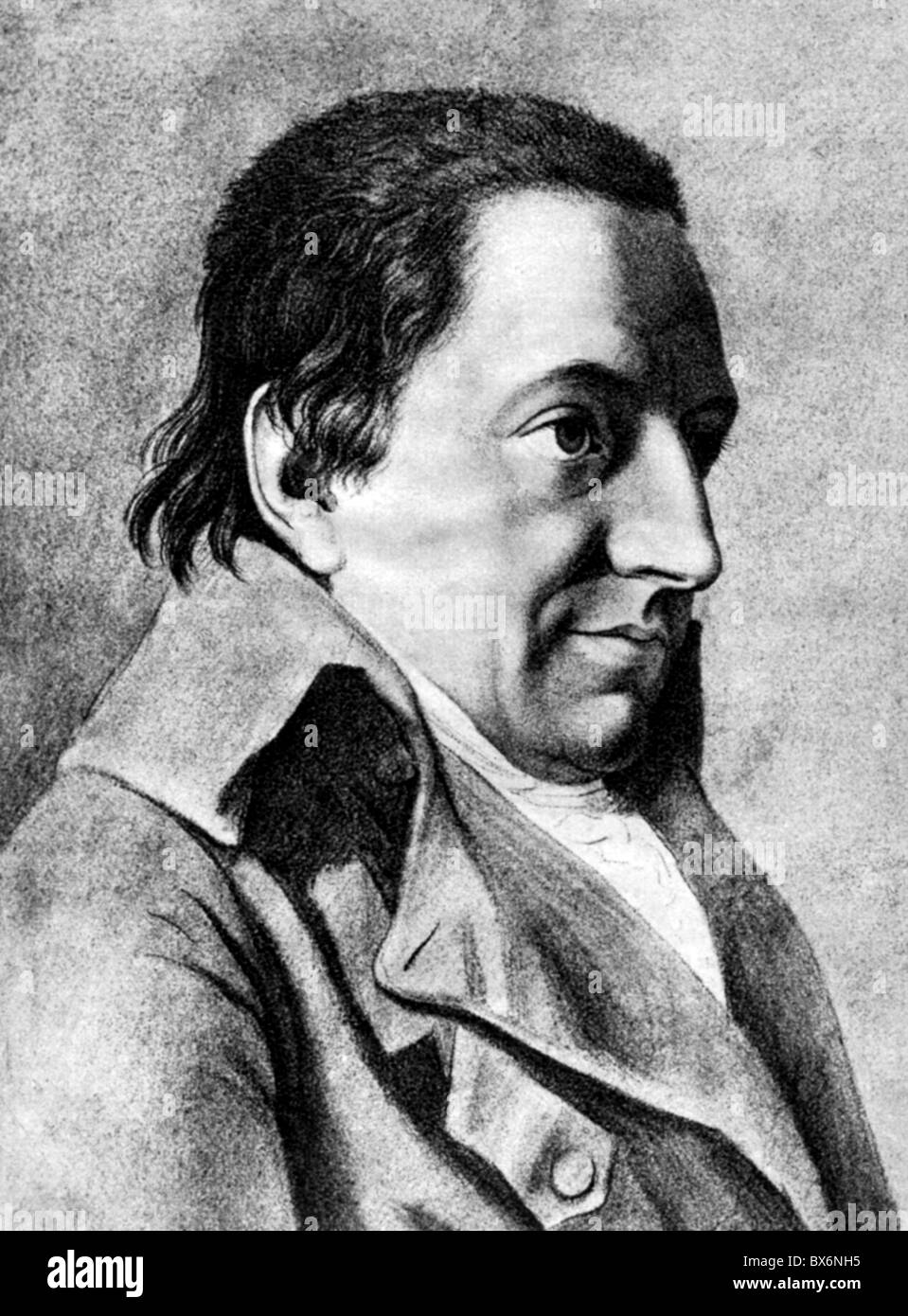 Fichte, Johann Gottlieb, 19.5.1762 - 29.1.1814, German philosopher, portrait, drawing by Friedrich Bury, 1800, Stock Photo