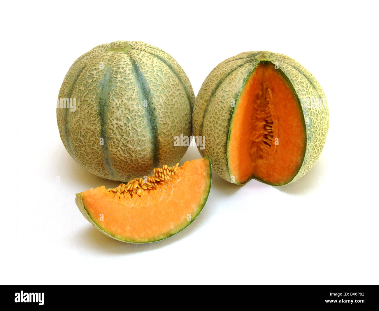 Cantaloupe / melon (Cucumis melo cantalupensis) Stock Photo