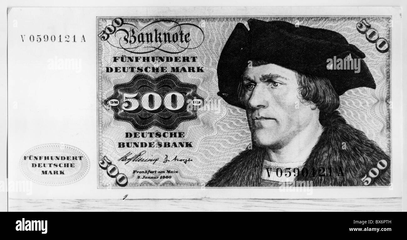money / finance, banknotes, Germany, 1000 Deutsche Mark, first issue: 1965, Additional-Rights-Clearences-Not Available Stock Photo