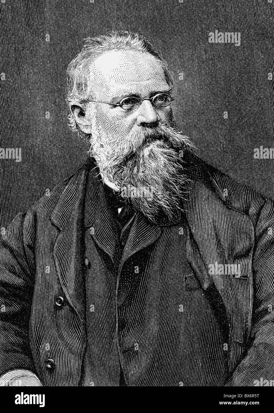 Lindenschmit, Wilhelm von (the Younger), 24.6.1829 - 8.6.1895, German painter, half length, etching, late 19th century, Stock Photo