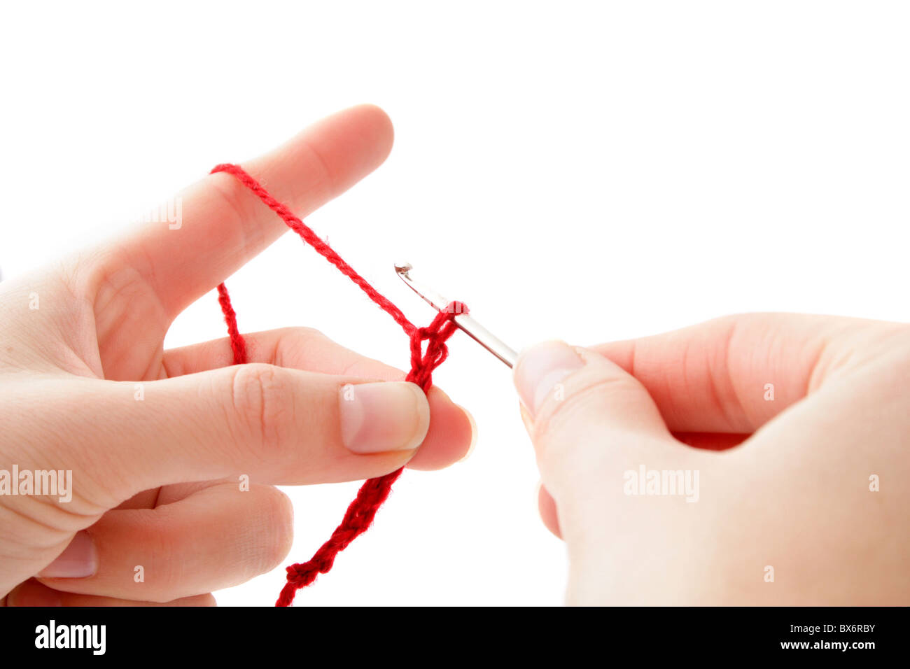 Human hands crocheting. All isolated on white background Stock Photo ...