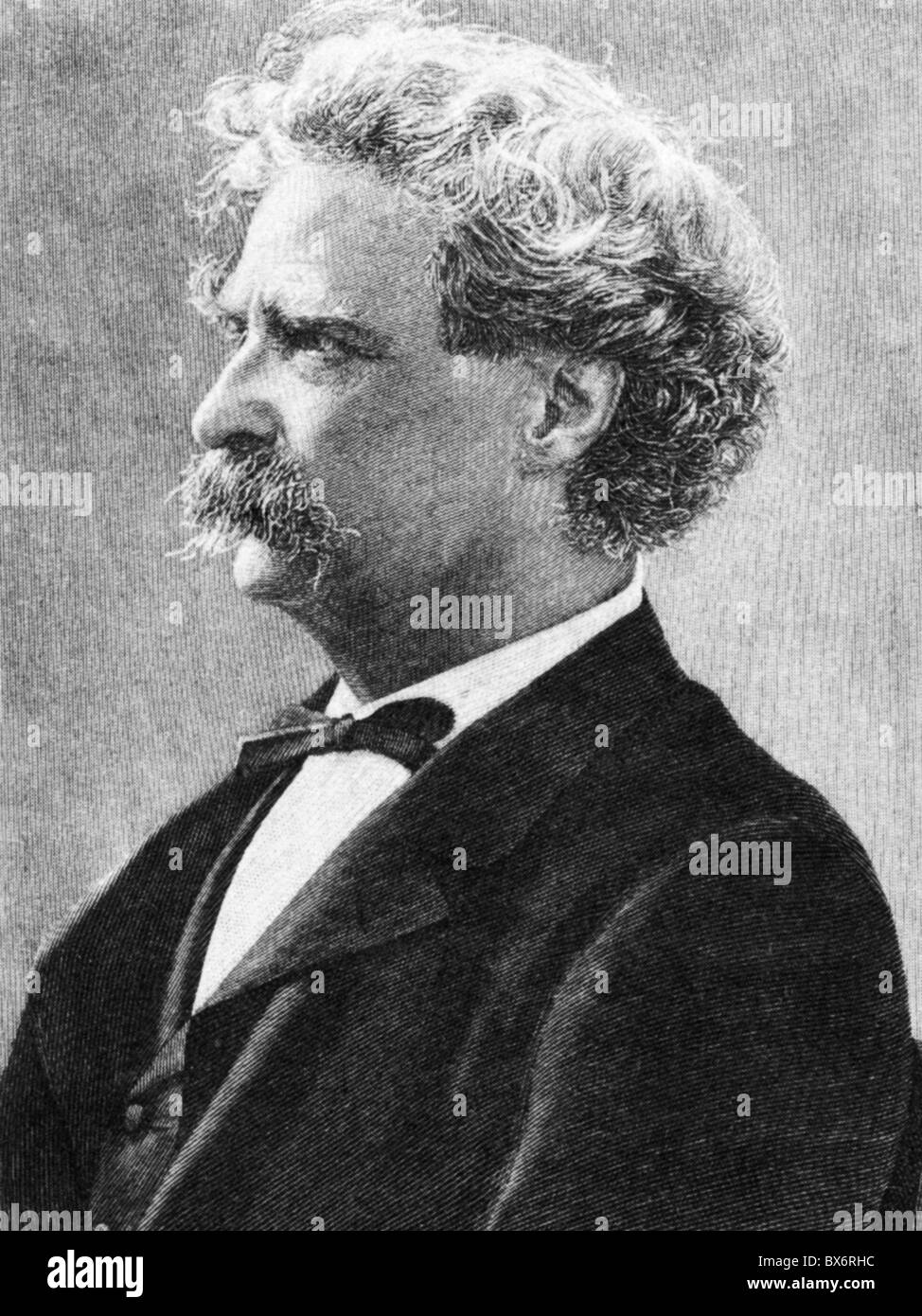 Twain, Mark, 30.11.1835 - 21.4.1910, US American author / writer, humorist, anonymous contemporary portrait, Stock Photo