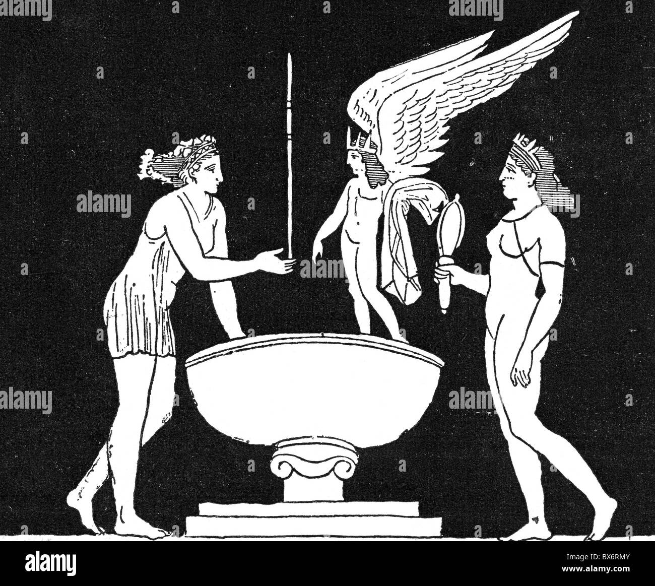 bathing, ancient world, Roman Empire, bath for women, after Victor Duruy 'Histoire des Romains', 1843 - 1844, , Additional-Rights-Clearences-Not Available Stock Photo