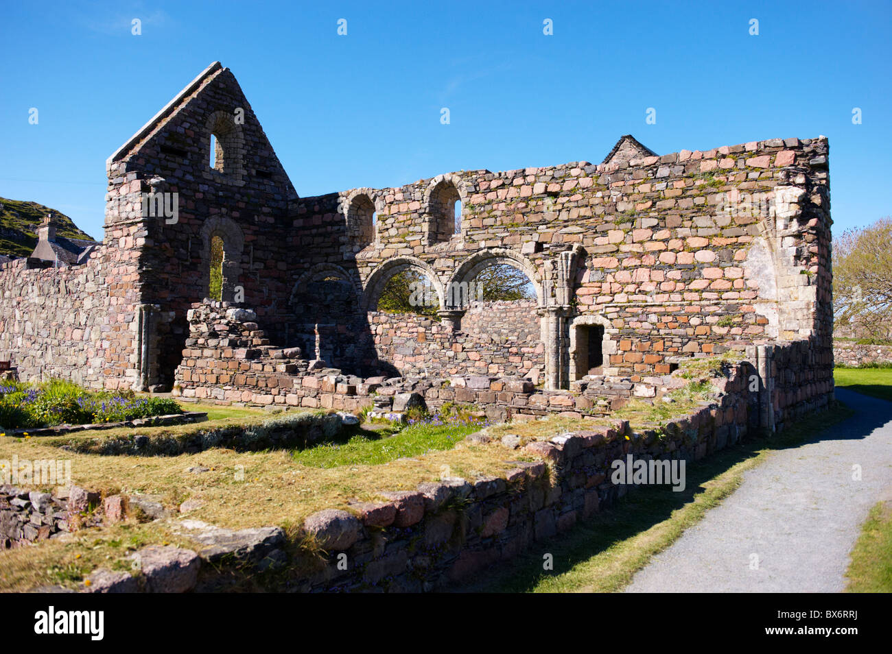 Iona Nunnery, nave arcades in the nunnery church, Iona, Inner Hebrides, Scotland, United Kingdom, Europe Stock Photo