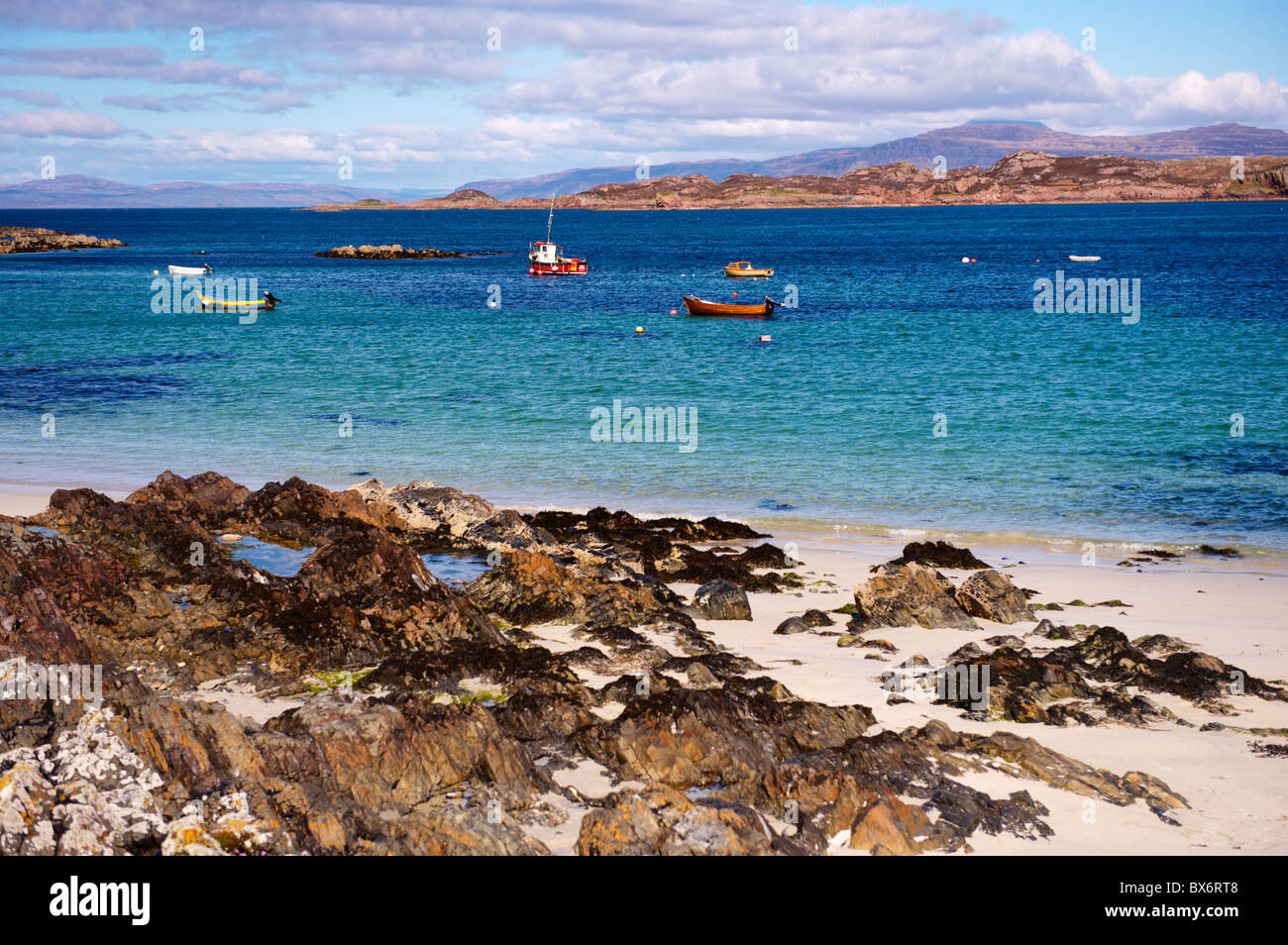 Small boats, Isle of Iona, Inner Hebrides, Scotland, United Kingdom, Europe Stock Photo