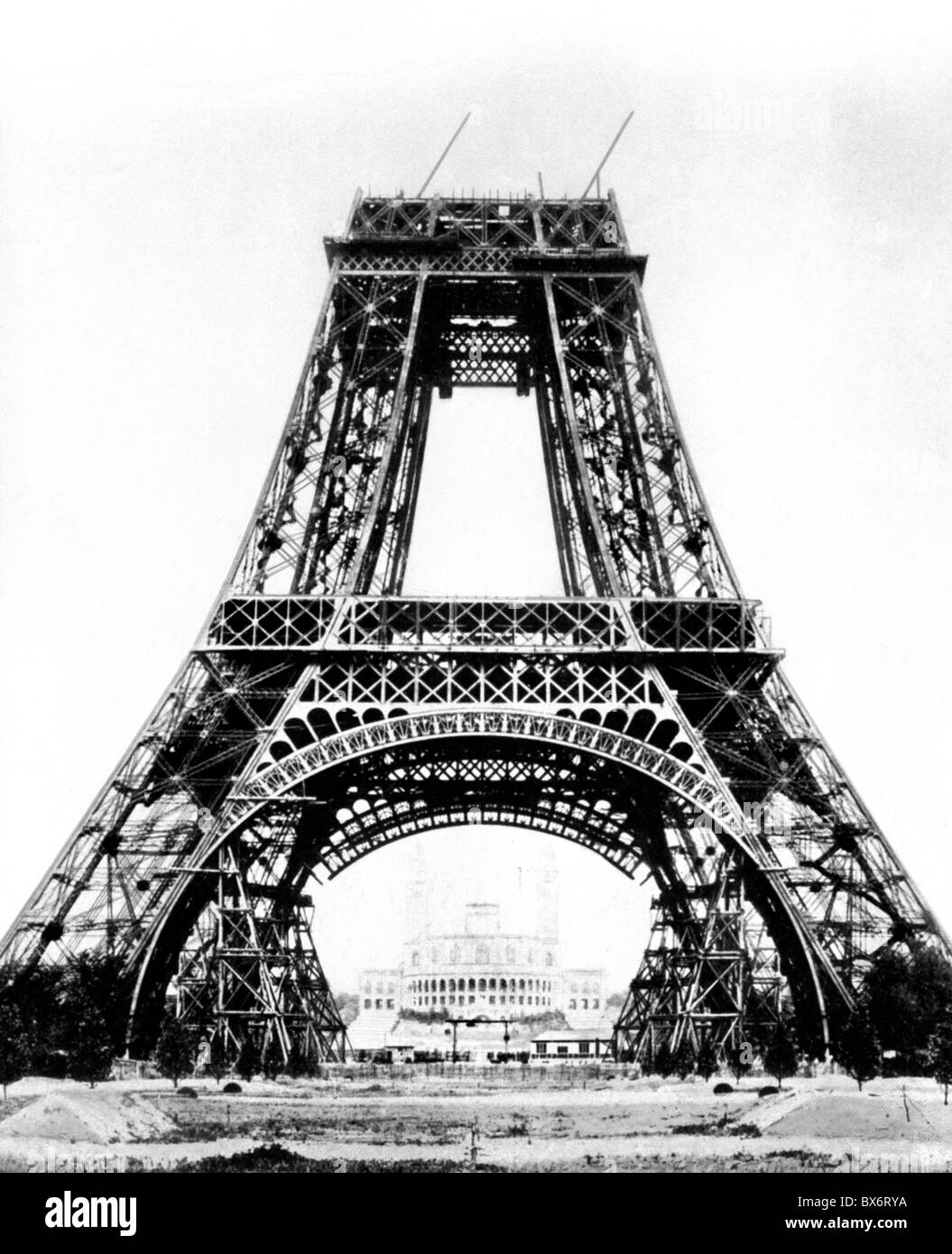 geography / travel, France, Paris, Eiffel Tower, construction, architect: Stephen Sauvestre, base, first and second floor, 1888, Additional-Rights-Clearences-Not Available Stock Photo