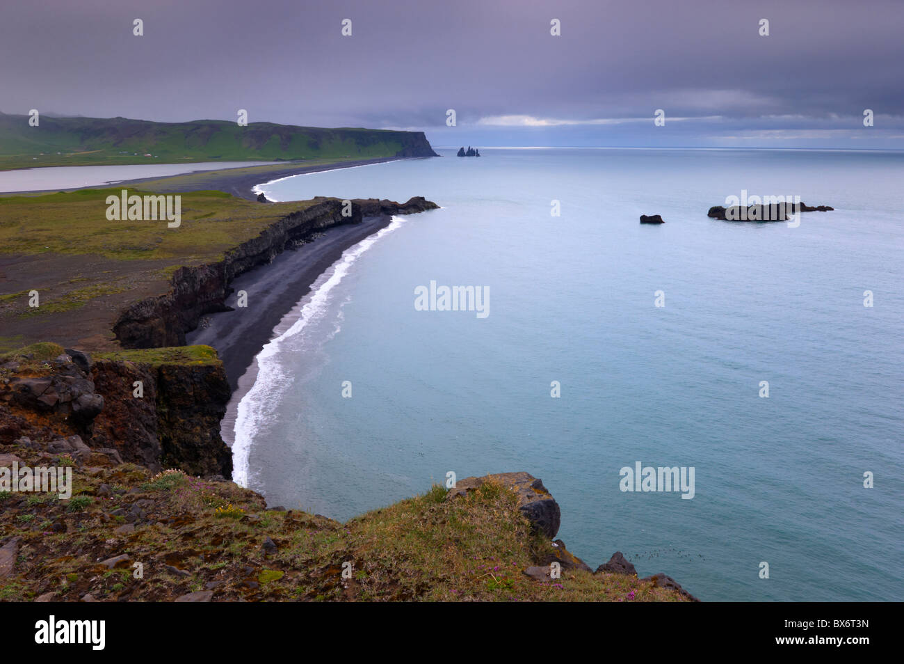 Reynisfjara black sand beach and Reynisdrangar sea stacks in the ...
