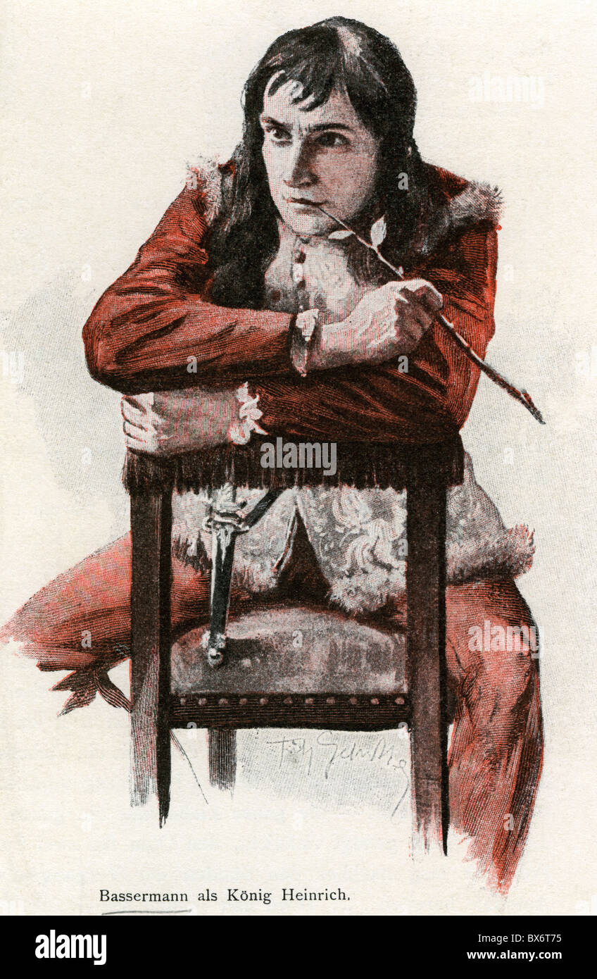 Bassermann, Albert, 7.9.1867 - 15.5.1952, German actor, half length, as King Henry, drawing, Stock Photo