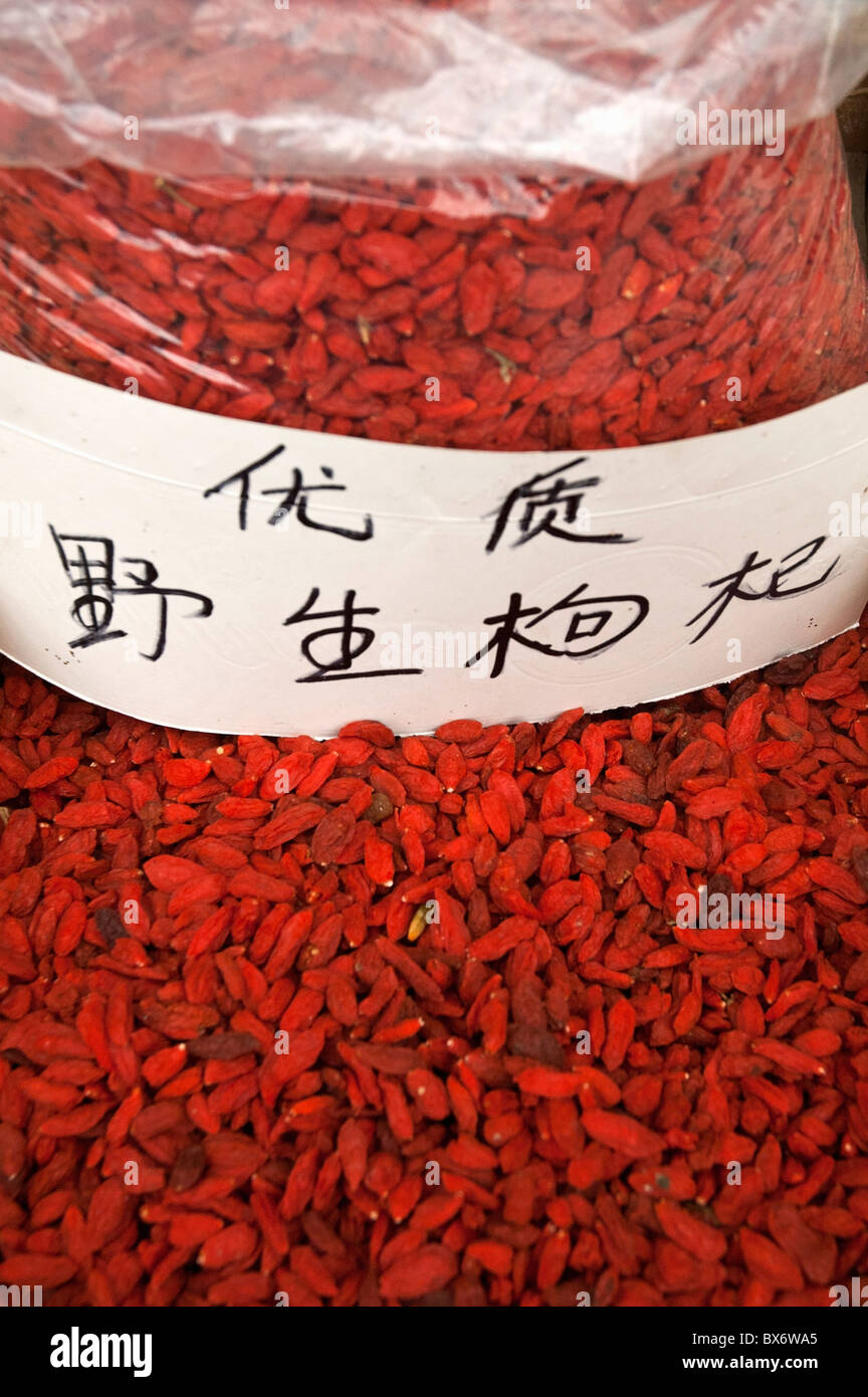 Bright red chilli for sale at a food market in Xi'an, Shaanxi, China