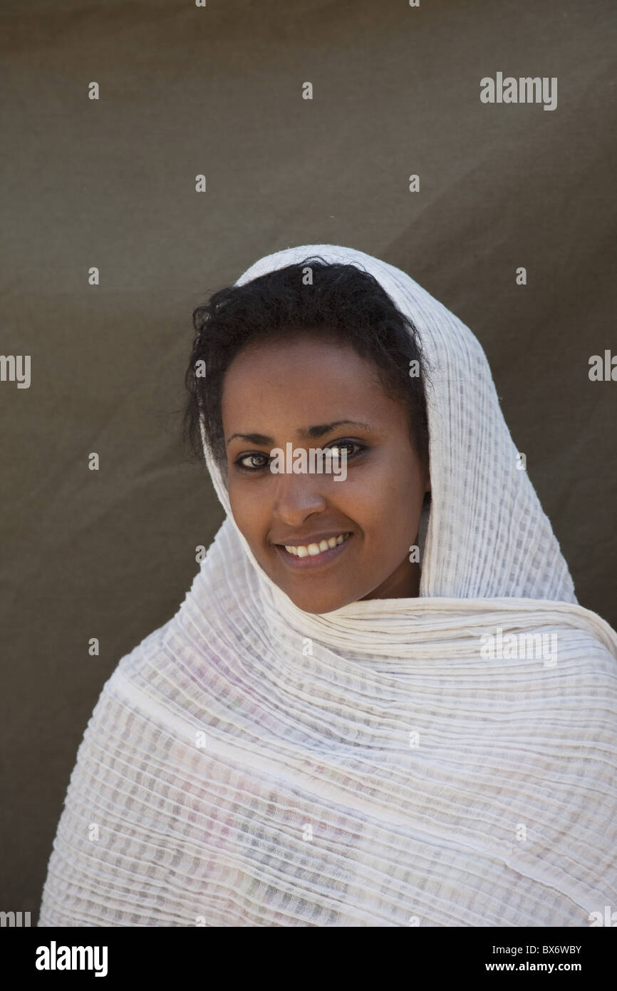 Amharic woman, Gondar, Ethiopia, Africa Stock Photo